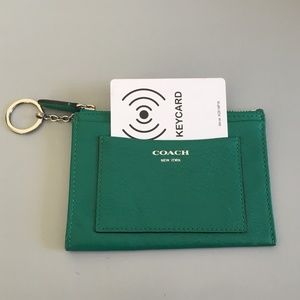 COACH Large Leather Card Case with Key Ring